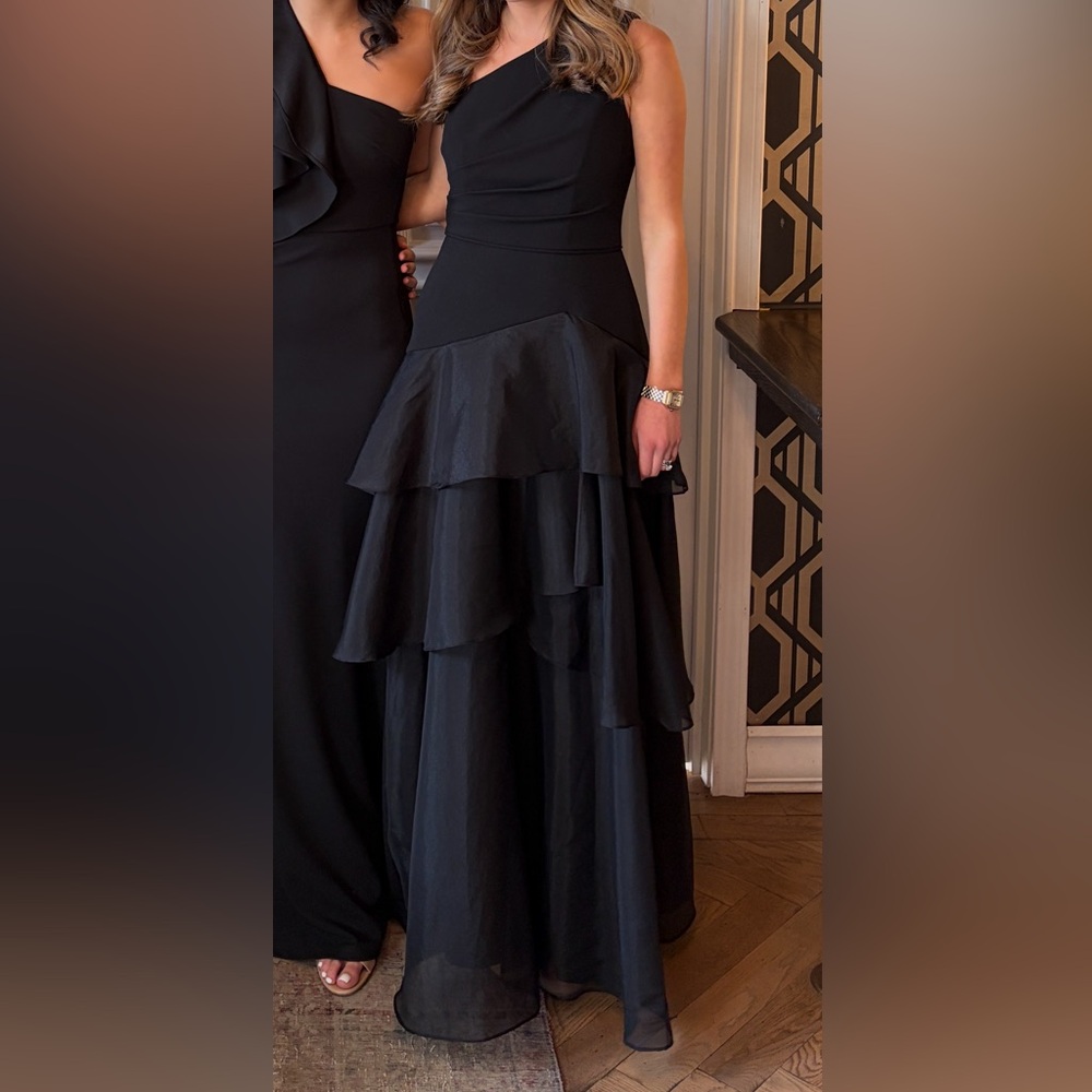 Aidan Mattox Black One Shoulder Dress